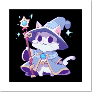 Cute Cat Magician Posters and Art